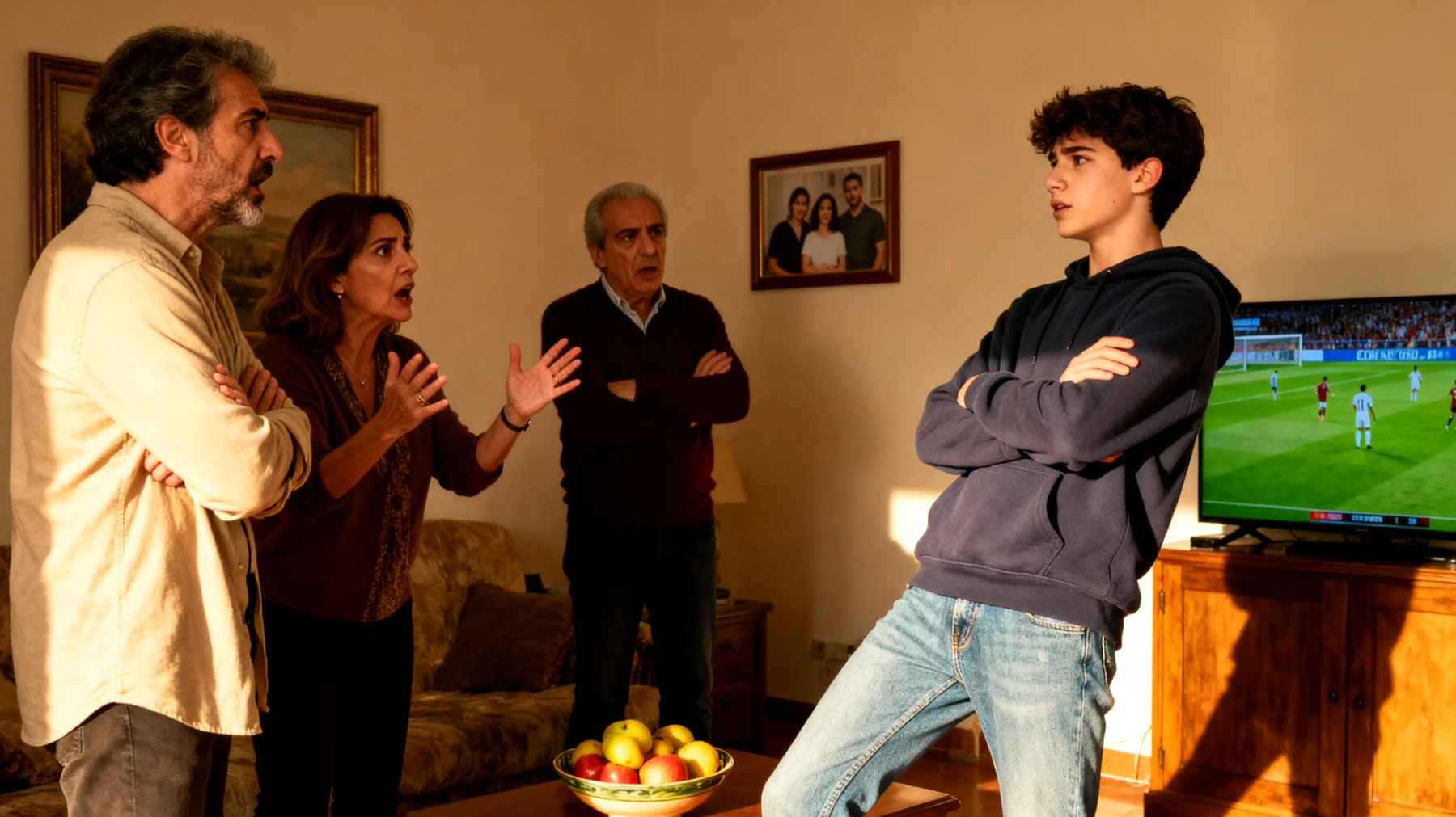 Genitori che affrontano comportamenti oppositivi, ribellione e impulsività da parte dei figli adolescenti, con difficoltà nel gestire lo scontro generazionale e nel mantenere un equilibrio tra autorità e dialogo costruttivo"